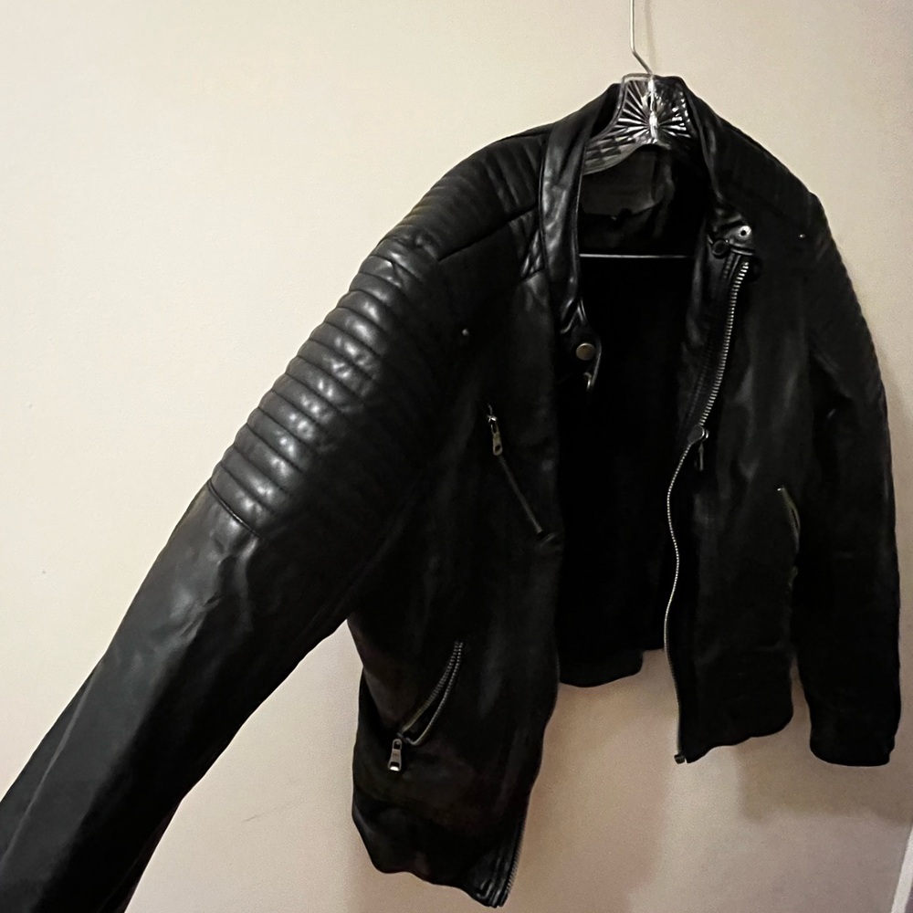 Ci Sono Black Bomber Jacket with Asymmetrical Zipper - Picture 3 of 5
